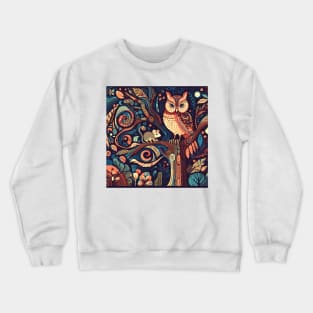 Owl and Mouse Art Deco Crewneck Sweatshirt